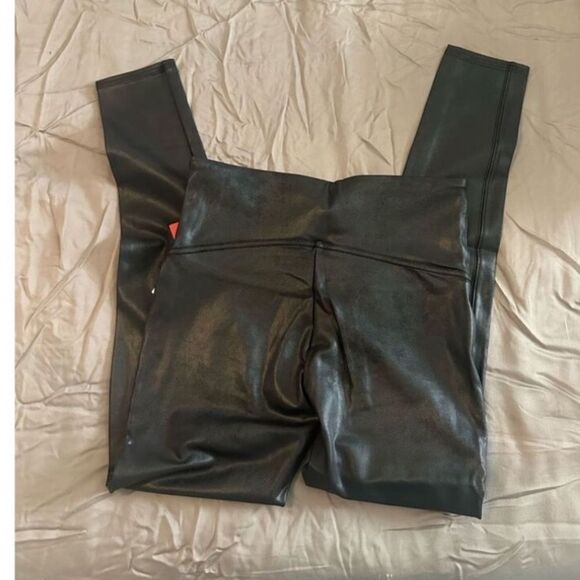 SPANX Womens Solid Pullon Leather Leggings Black Size Large - Picture 2 of 6